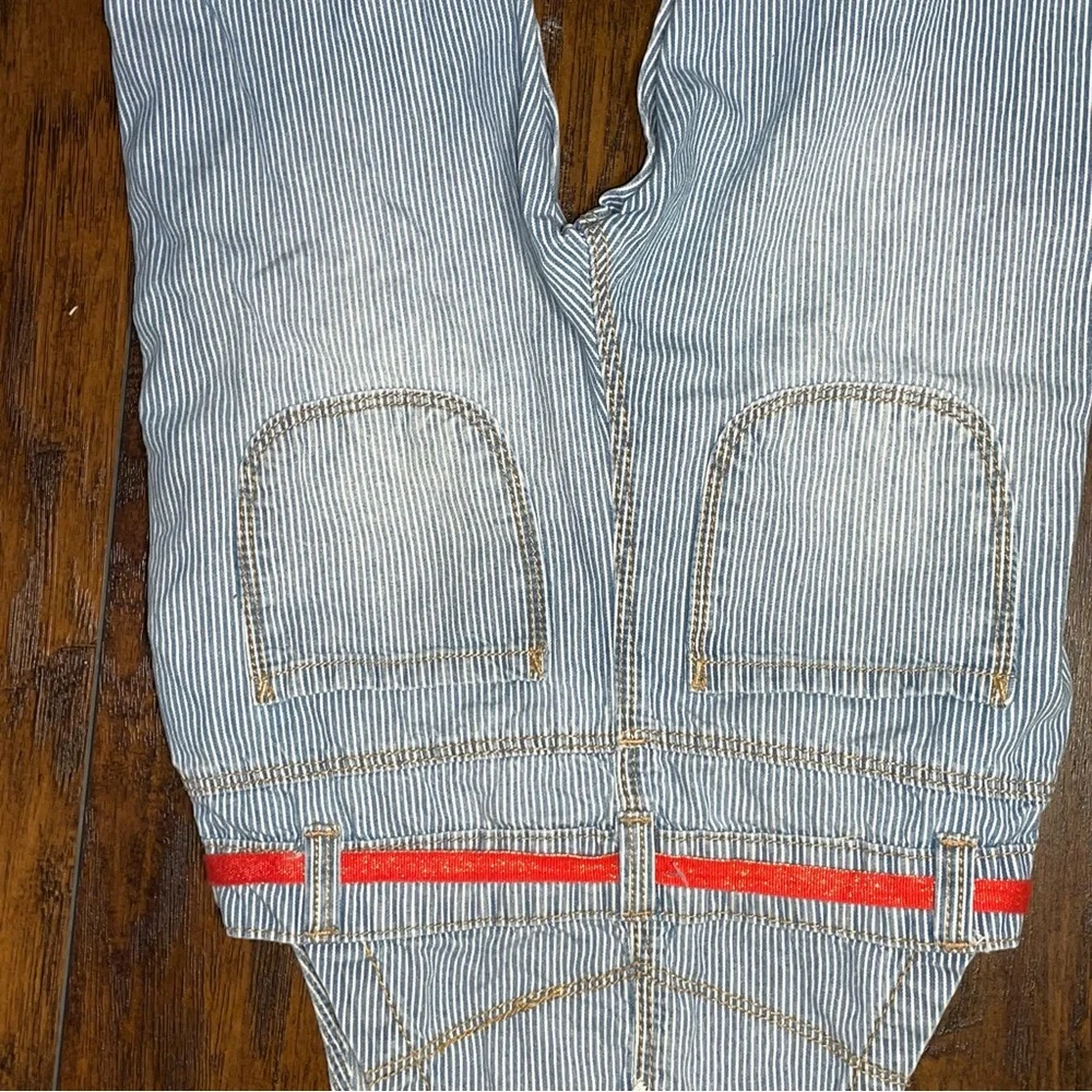 Vintage Oshkosh ‎ Striped Blue And White Overalls Size 24 M